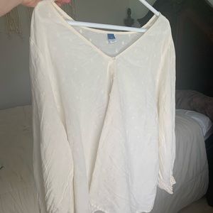 Cream linen blouse with flower detail